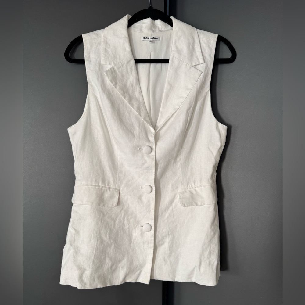 Reformation Cream Tailored Sleeveless Blazer Vest